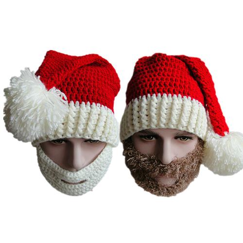 bomhcs手工钩针针织圣诞老人帽 冬季圣诞节帽子 童帽 ebay亚马逊
